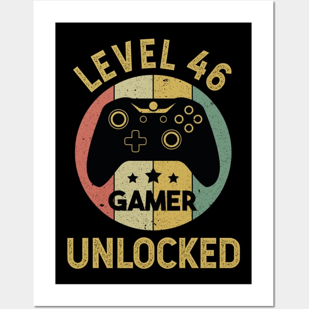 Level 46 Unlocked Gamer 46th Birthday Gift Wall Art by CoolDesignsDz